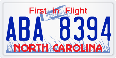 NC license plate ABA8394
