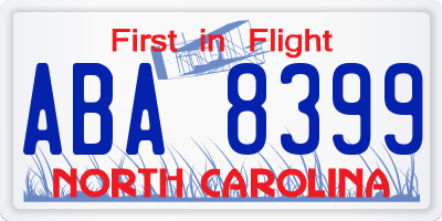 NC license plate ABA8399