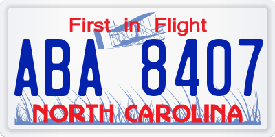 NC license plate ABA8407