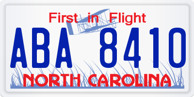NC license plate ABA8410
