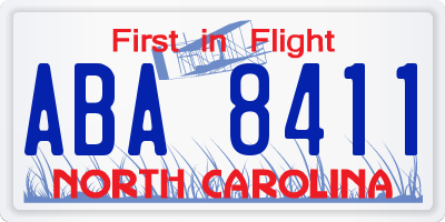 NC license plate ABA8411