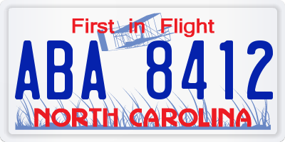 NC license plate ABA8412