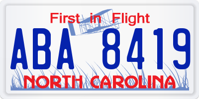 NC license plate ABA8419