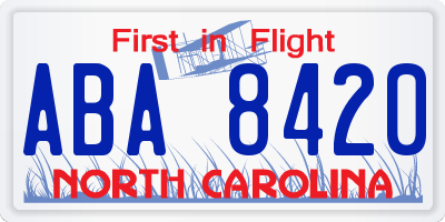 NC license plate ABA8420