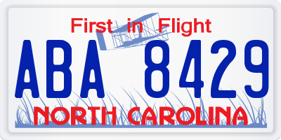 NC license plate ABA8429