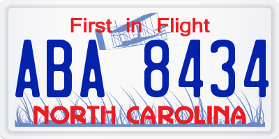 NC license plate ABA8434