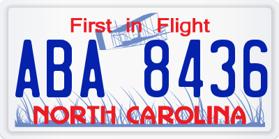 NC license plate ABA8436