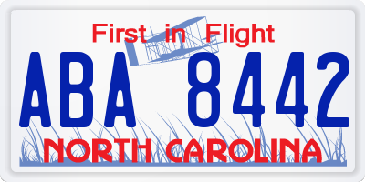 NC license plate ABA8442