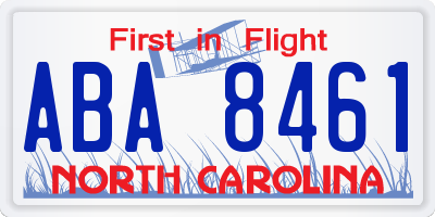 NC license plate ABA8461