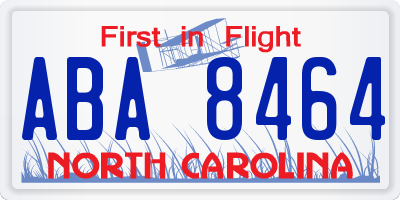 NC license plate ABA8464