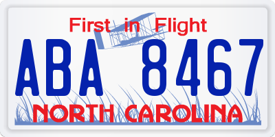 NC license plate ABA8467