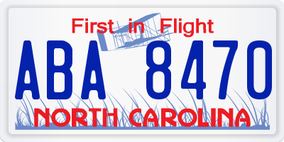 NC license plate ABA8470