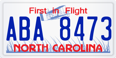 NC license plate ABA8473