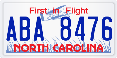 NC license plate ABA8476
