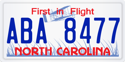 NC license plate ABA8477