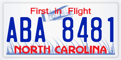 NC license plate ABA8481