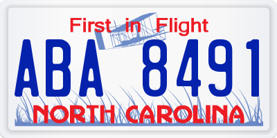 NC license plate ABA8491