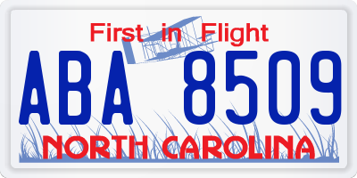 NC license plate ABA8509