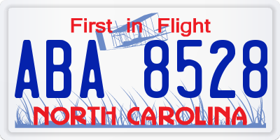 NC license plate ABA8528