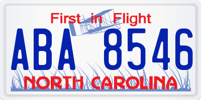NC license plate ABA8546