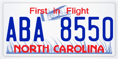 NC license plate ABA8550