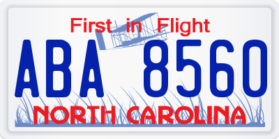 NC license plate ABA8560