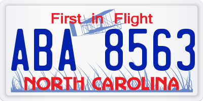 NC license plate ABA8563