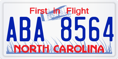 NC license plate ABA8564