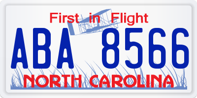 NC license plate ABA8566