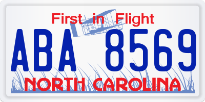 NC license plate ABA8569