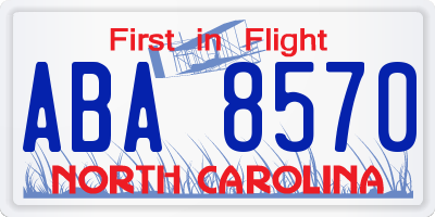 NC license plate ABA8570
