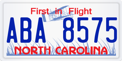 NC license plate ABA8575