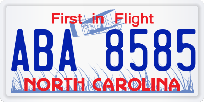 NC license plate ABA8585