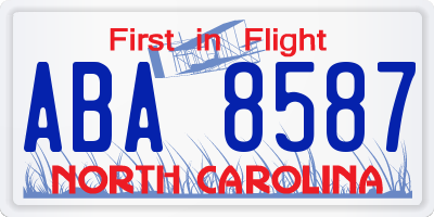 NC license plate ABA8587