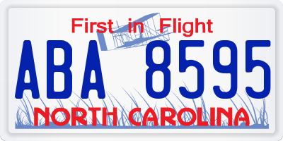 NC license plate ABA8595