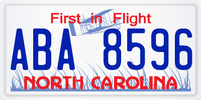 NC license plate ABA8596