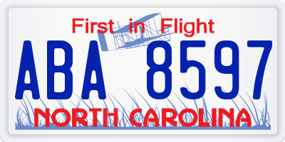 NC license plate ABA8597