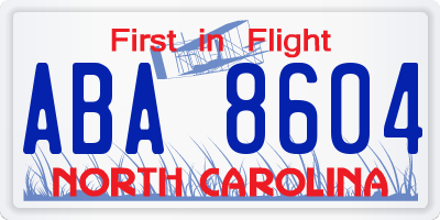 NC license plate ABA8604