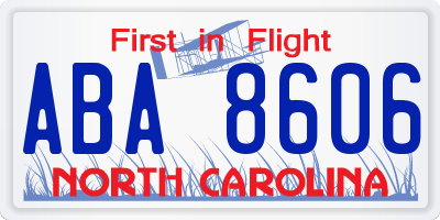 NC license plate ABA8606