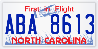 NC license plate ABA8613