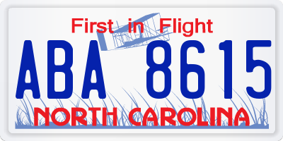 NC license plate ABA8615