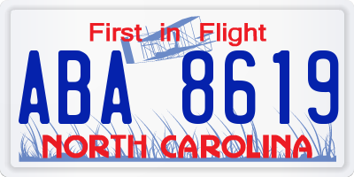 NC license plate ABA8619