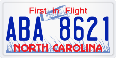 NC license plate ABA8621