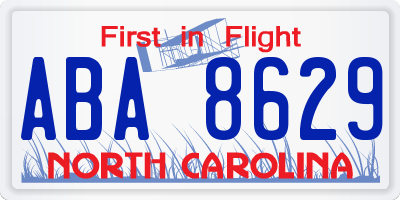 NC license plate ABA8629