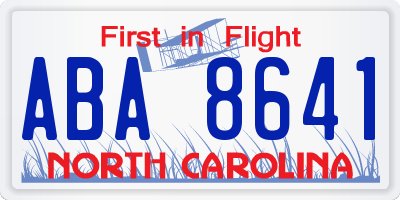 NC license plate ABA8641