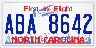 NC license plate ABA8642