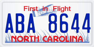 NC license plate ABA8644
