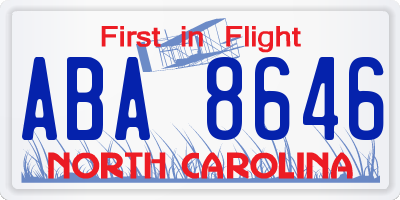 NC license plate ABA8646
