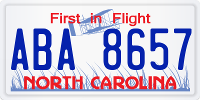 NC license plate ABA8657