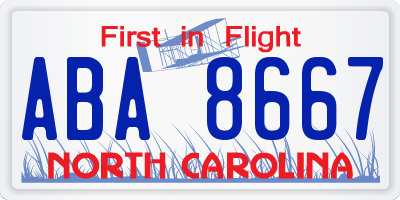 NC license plate ABA8667